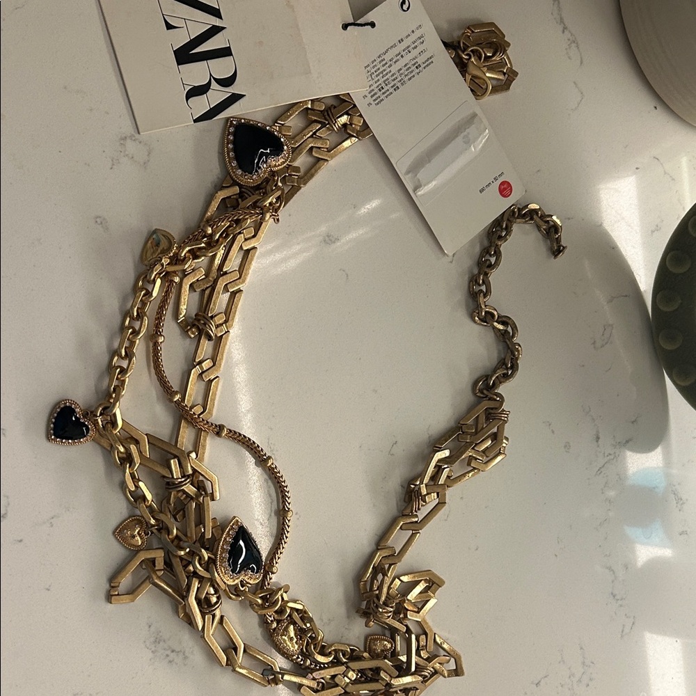 Gold and Black Heart Pendant belt